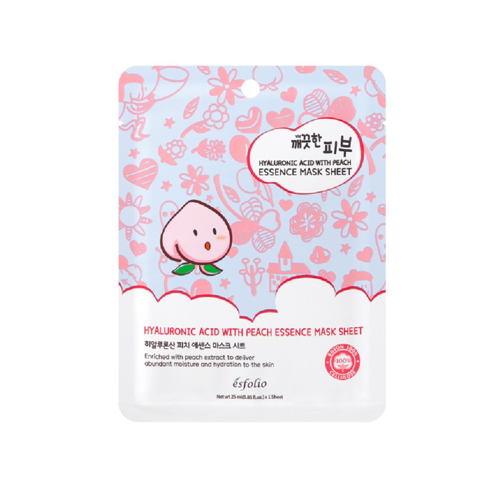PURE SKIN HYALURONIC ACID WITH PEACH ESSENCE MASK SHEET